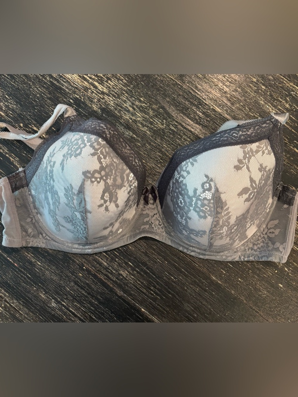 Adore Me Gray Lace Push-Up Bra